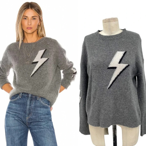 Rails Virgo Lightning Bolt Cashmere Blend Sweater Gray Size‎ XS - Picture 1 of 10